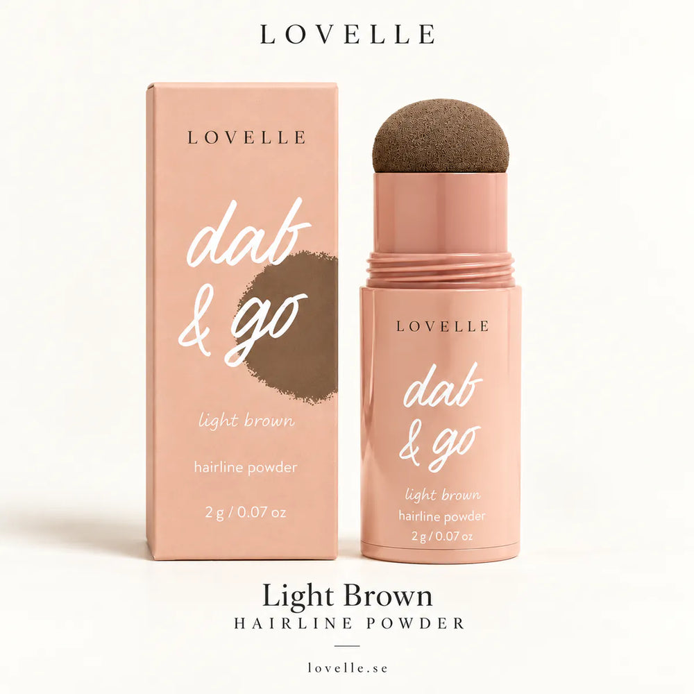 Lovelle Dab & Go hårconcealer i nyansen Light Brown med förpackning